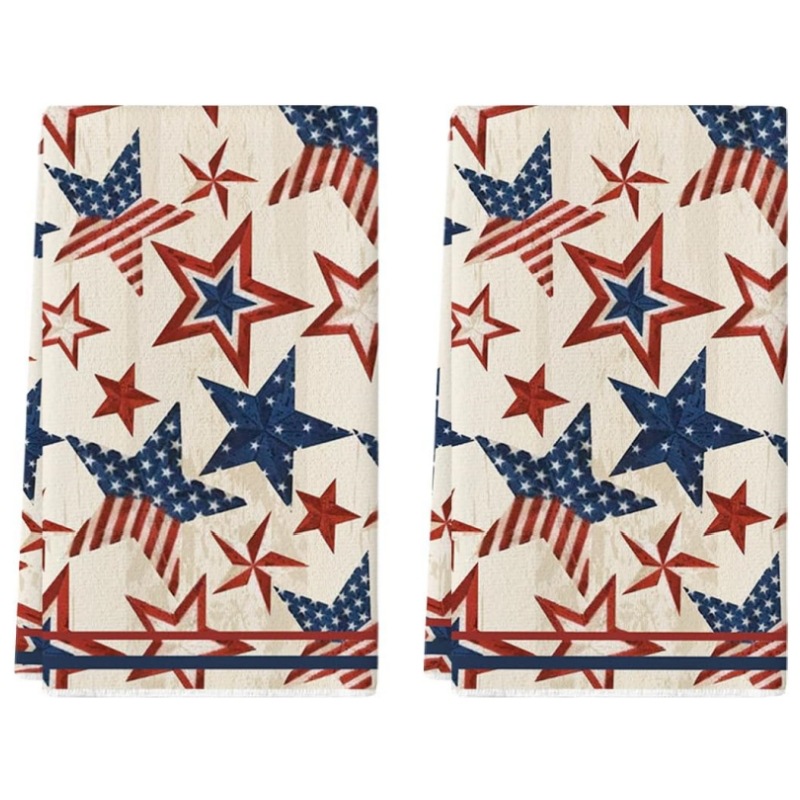 Cross-Border American Independence Day Kitchen Towel Festive Atmosphere Decorative Dishcloth Absorbs Water and Removes Oil Stains Housework Hand Towel