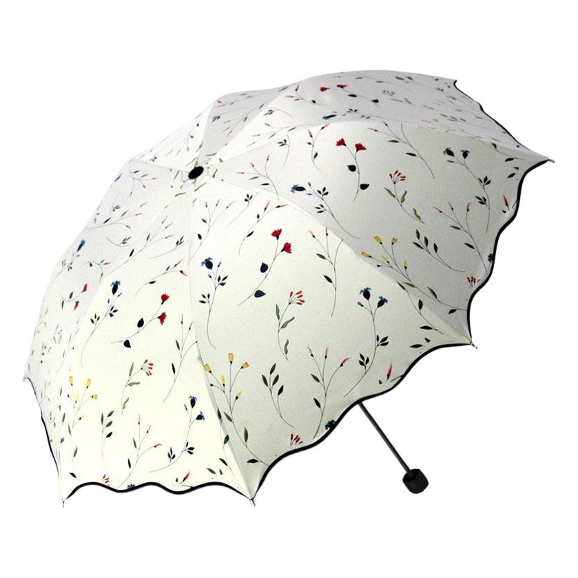 晴雨傘折り畳み女性両用日傘日焼け止め紫外線防止黒ゴム大二人三つ折り清新日傘