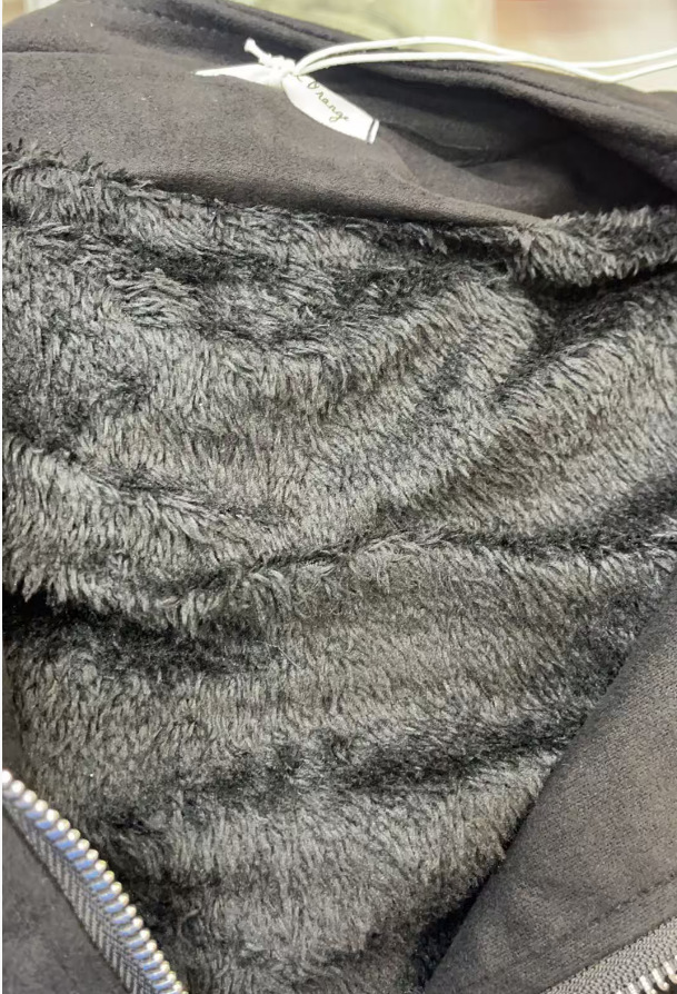 韓国風秋冬レトロ英国風ハンサムバイクスタイル裏起毛保温鹿革風ダブルジッパージャケット女性用