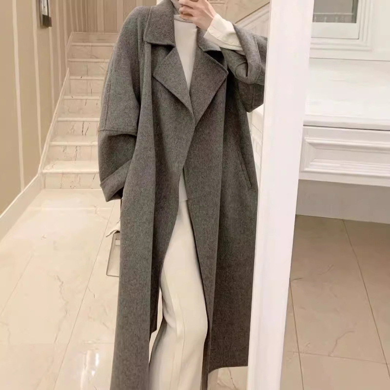[Sixili] 2025 New Double-Sided Woolen Outwear for Women in Autumn and Winter Mid-Length Classy Loose Wool Outwear