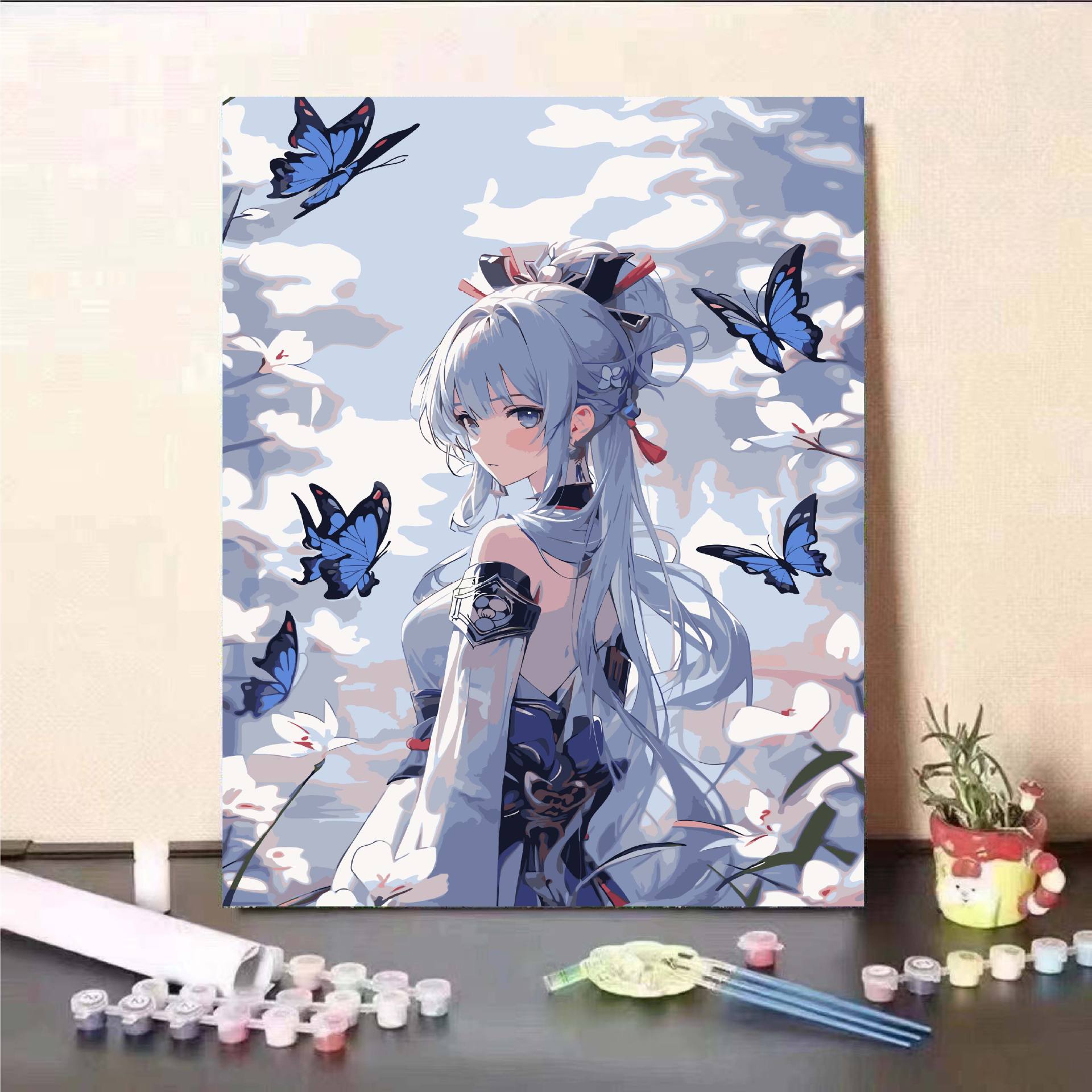 Personaje de yuanes animado bidimensional DIY pintura al óleo digital descomprimida a mano nicho pintura de relleno de color