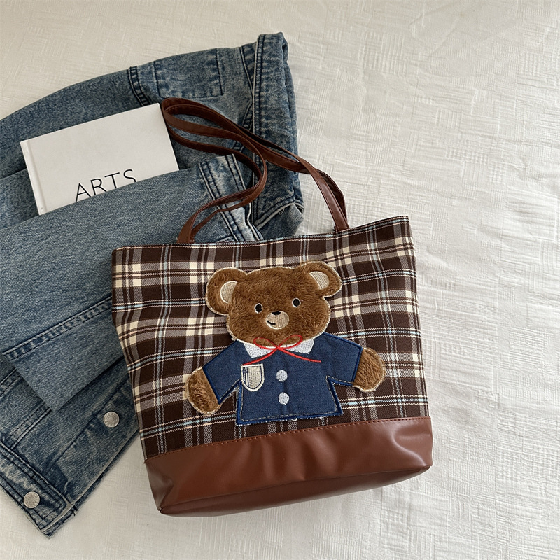 Otoño e invierno bolsas de mochila a cuadros para mujeres 2024 nueva moda coreana bolsas de gran capacidad casuales