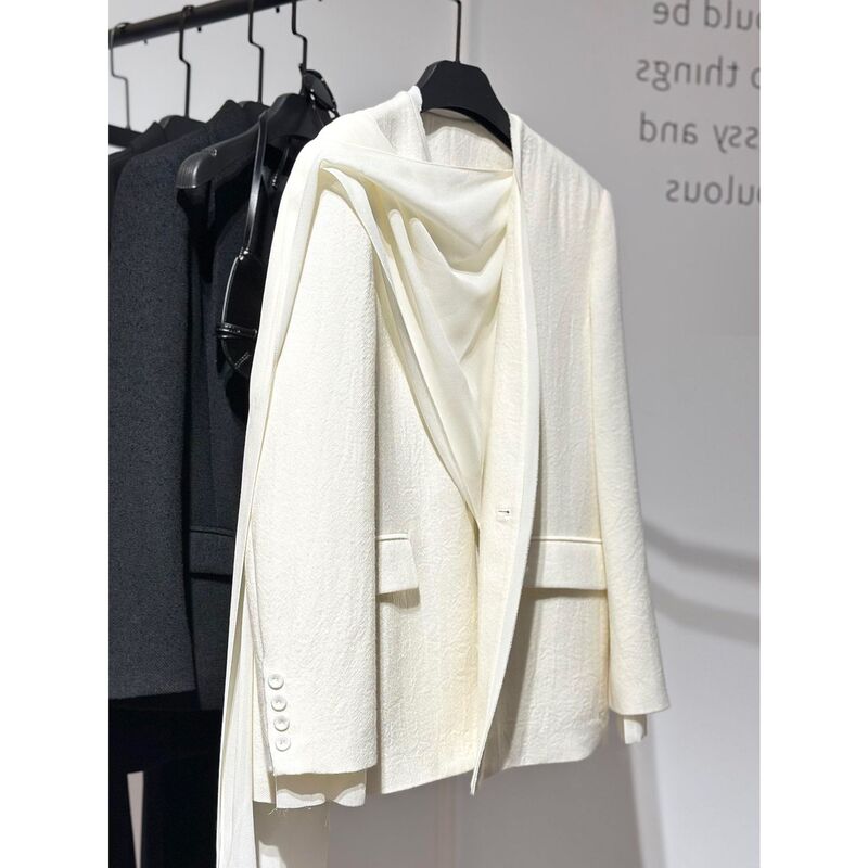 Designer Blazer for Women 2026 New Style Light Luxury High-End Unique Scarf Collar Casual Fashionable Suit Jacket Designer Blazer for Women 2026 New Style Light Luxury High-End Unique Scarf Collar Casual Fashionable Suit Jacket