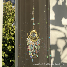 厂家批发现货跨境园林集光饰品恶魔之眼太阳月亮水晶太阳捕手风铃