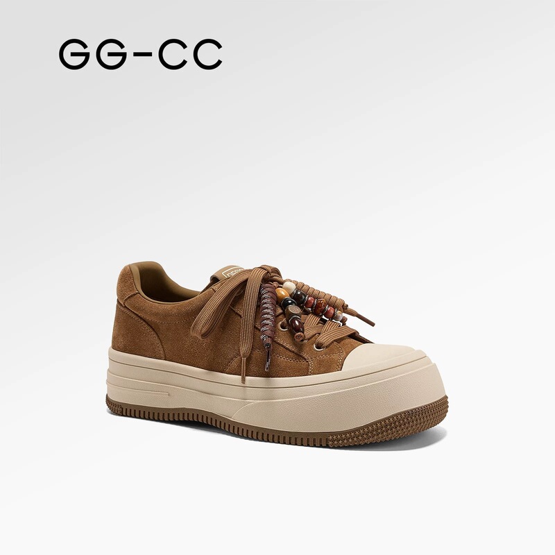 【莱克书店】GGCC2025秋季新款潮流复古串珠厚底板鞋女百搭休闲鞋|undefined