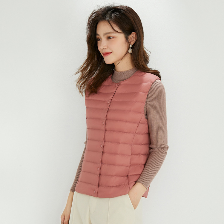 Pinghu light down jacket wholesale round neck V-neck vest women's vest slim fit inside 90 white duck down liner waistcoat