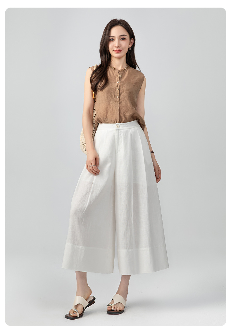 Quần culottes nữ ống rộng dáng dài chất liệu lyocell pha linen thoáng mát — B5-03=giá trị thông số Ki, (cài 3) chi tiết 24