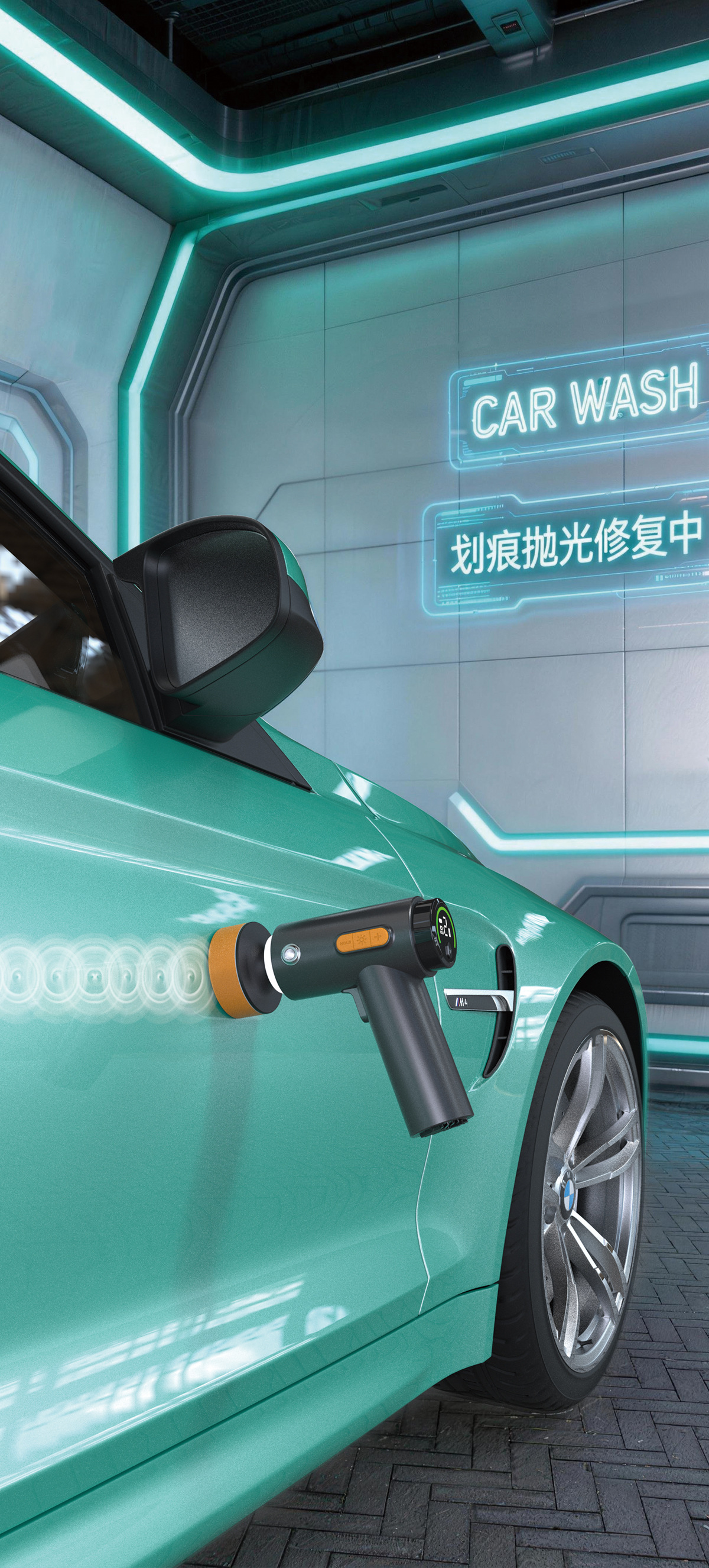 Wireless car polishing machine, waxing, digital display electric tool, polishing and sealing glaze, small floor grinder, home and car use, car paint