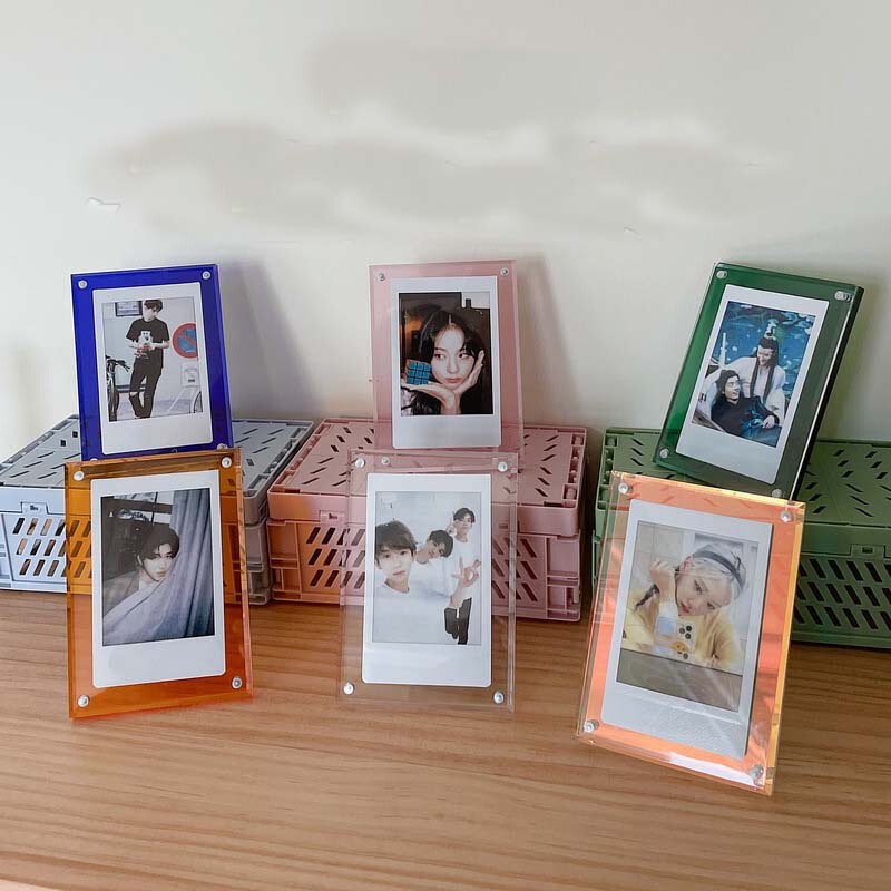 Cross-Border 3-inch photo frame acrylic table transparent laser 3-inch photo card display frame strong magnetic