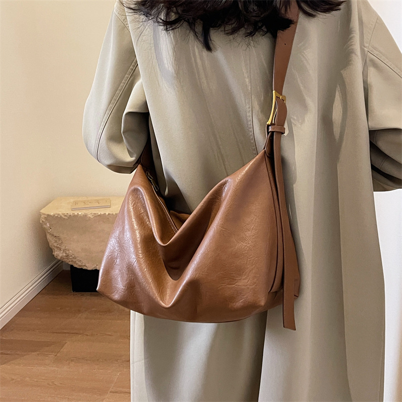 2024 Borsa da donna semplice con tracolla in PU di grande capacità, monospalla, sotto le ascelle_voghion.com