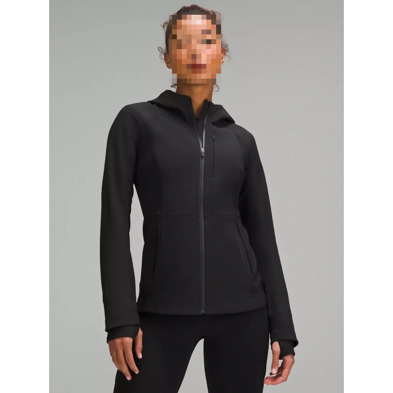 Autumn and Winter Zip-Up Softshell Jacket Waterproof Hooded Yoga Wear Sports Jacket Fleece-Lined Outerwear for Women Hiking