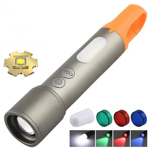 White laser flashlight multifunctional telescopic zoom LED hook camping lampshade COB strong light monkey flashlight