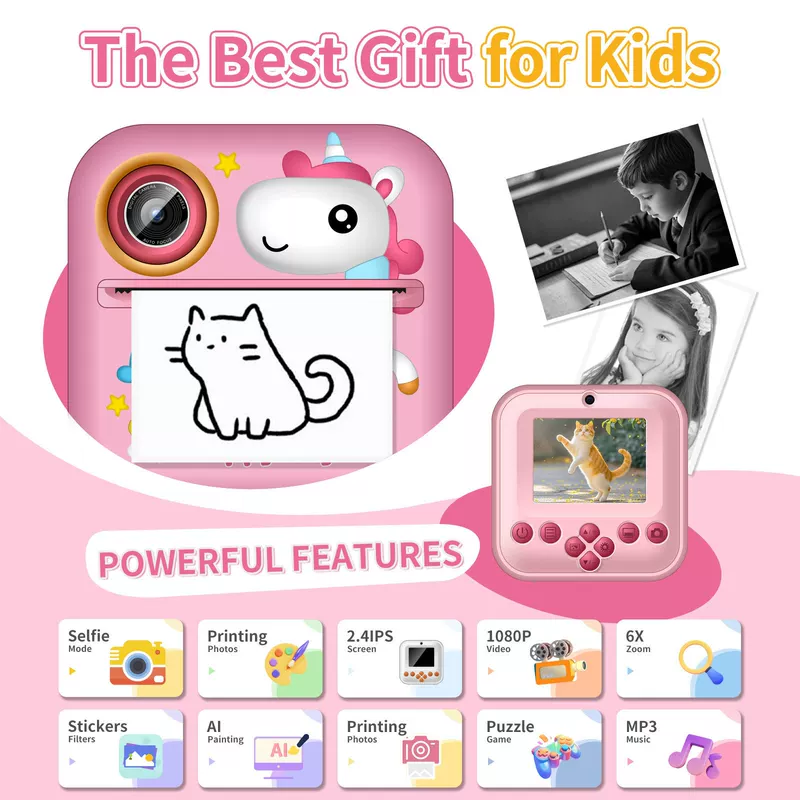 Polaroid, маленькая мультяшная цифровая камера, для импорта, S2