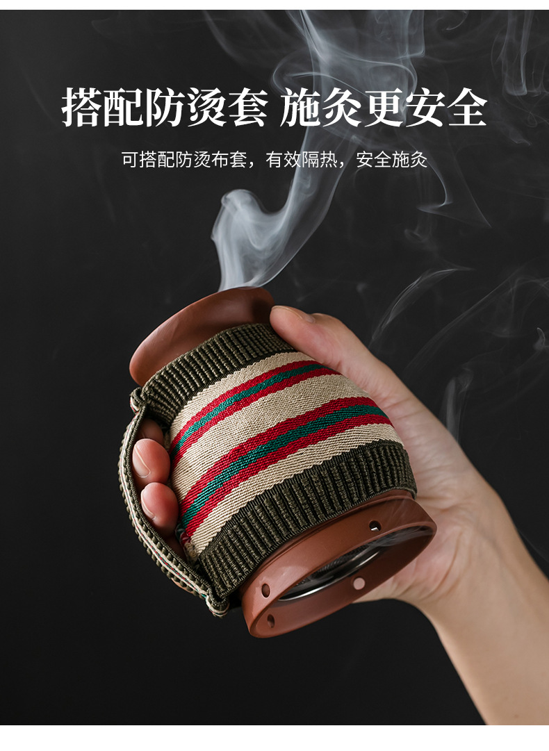 Purple Clay Moxibustion Dragon Jar Double Layer Heat Insulated Ceramic Cup Gua Sha Massage Tool for Home Use specifications