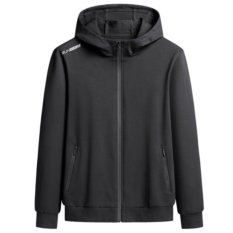 New Hoodie Men's Hooded Cotton Casual Cardigan Jacket Winter Fleece-lined Loose Large Size Trendy Running Sports Top