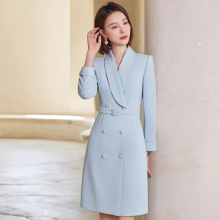 设计感蓝色西装连衣裙女秋季2023新款时尚职业装气质女神范套装裙