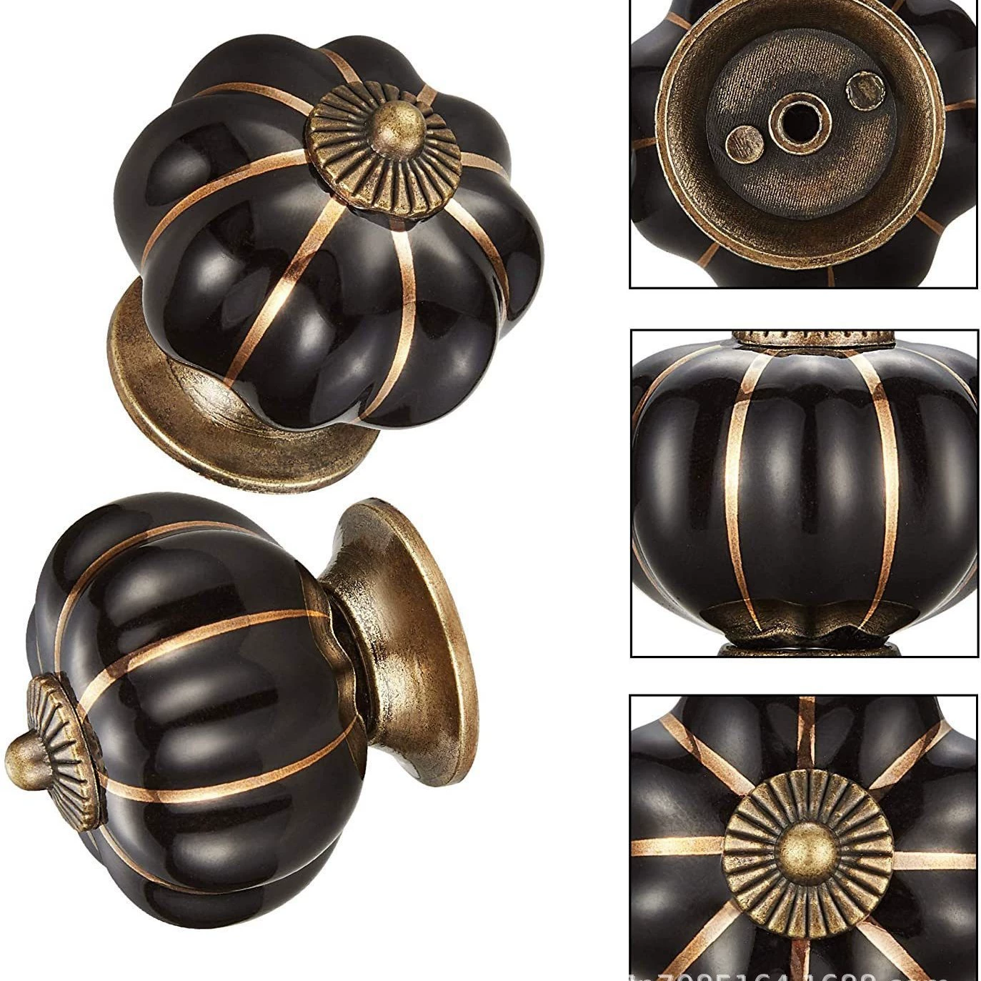 Cross-border Amazon Cabinet Pumpkin Shape Ceramic Handle Retro Cabinet Drawer American Handle