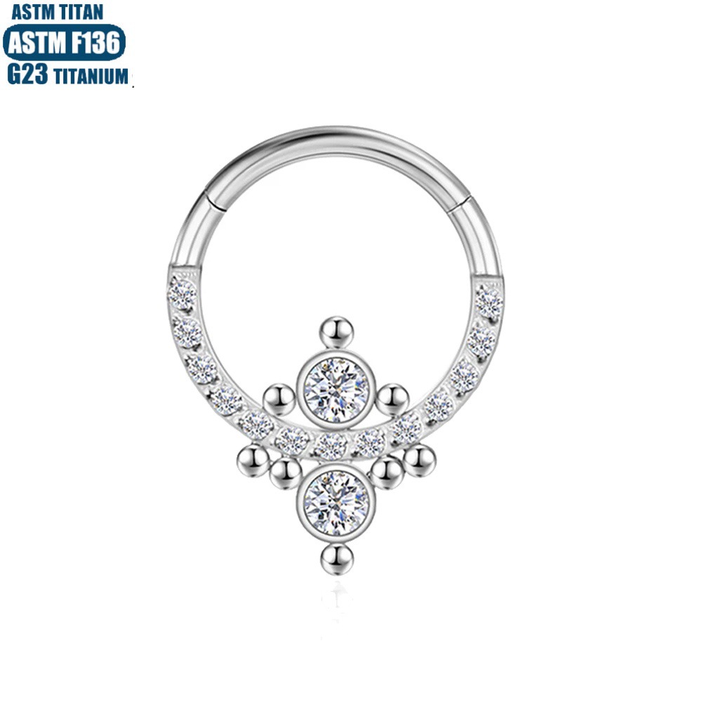 Silver pointed spike labret stud material detail