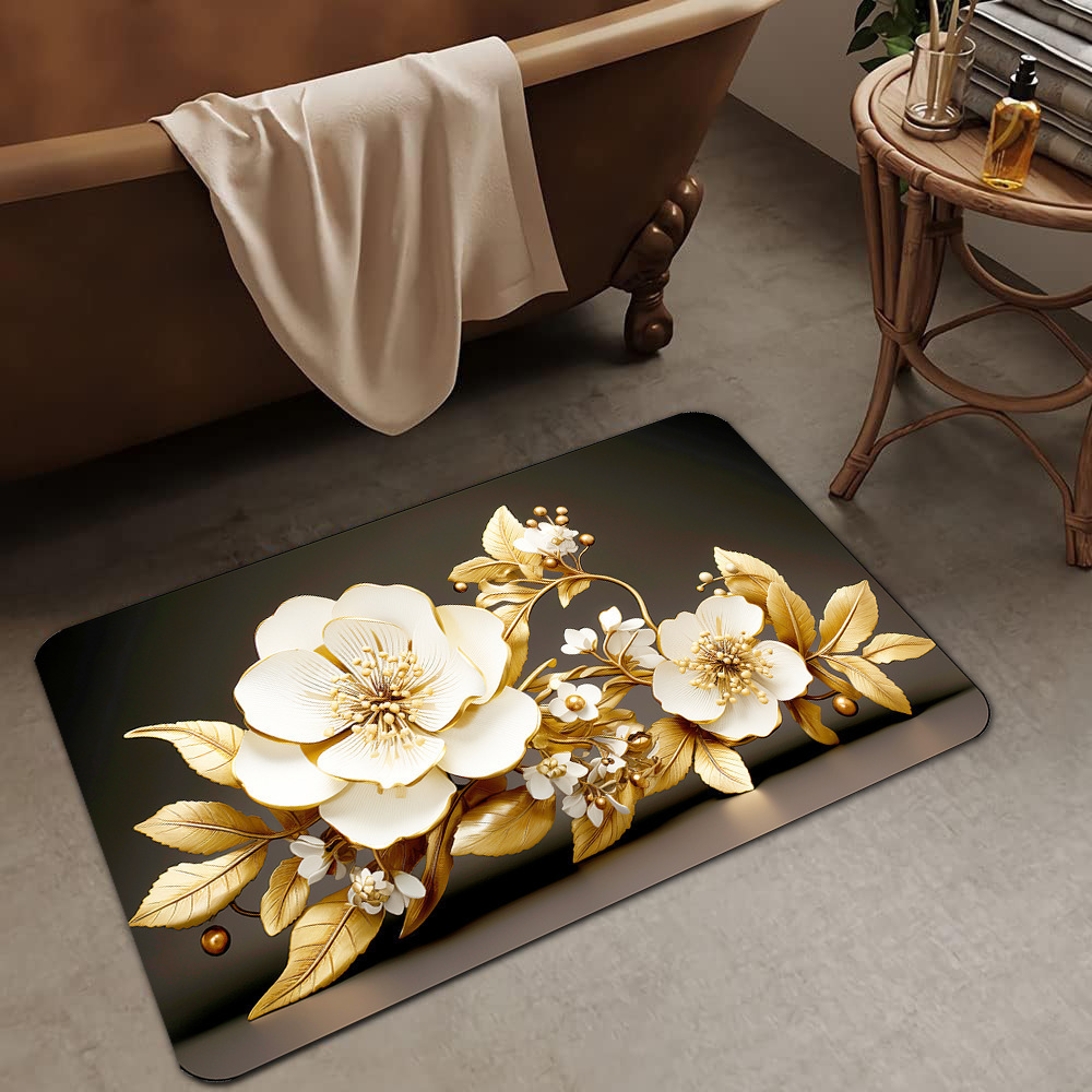 Alfombrilla de barro de diatomeas de flores tridimensionales de lujo ligero transfronterizo, alfombrilla de baño, alfombrilla de pie absorbente y antideslizante para el hogar, alfombrilla de entrada