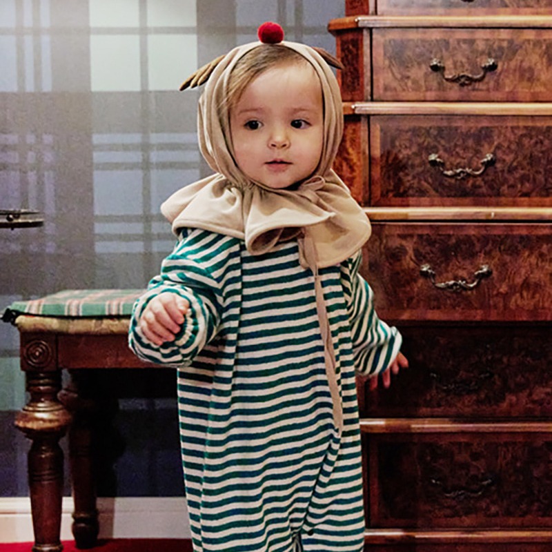 24 primavera nuevo bebé mono ins estilo coreano Navidad estilo mameluco bebé otoño e invierno largo gateando vaina