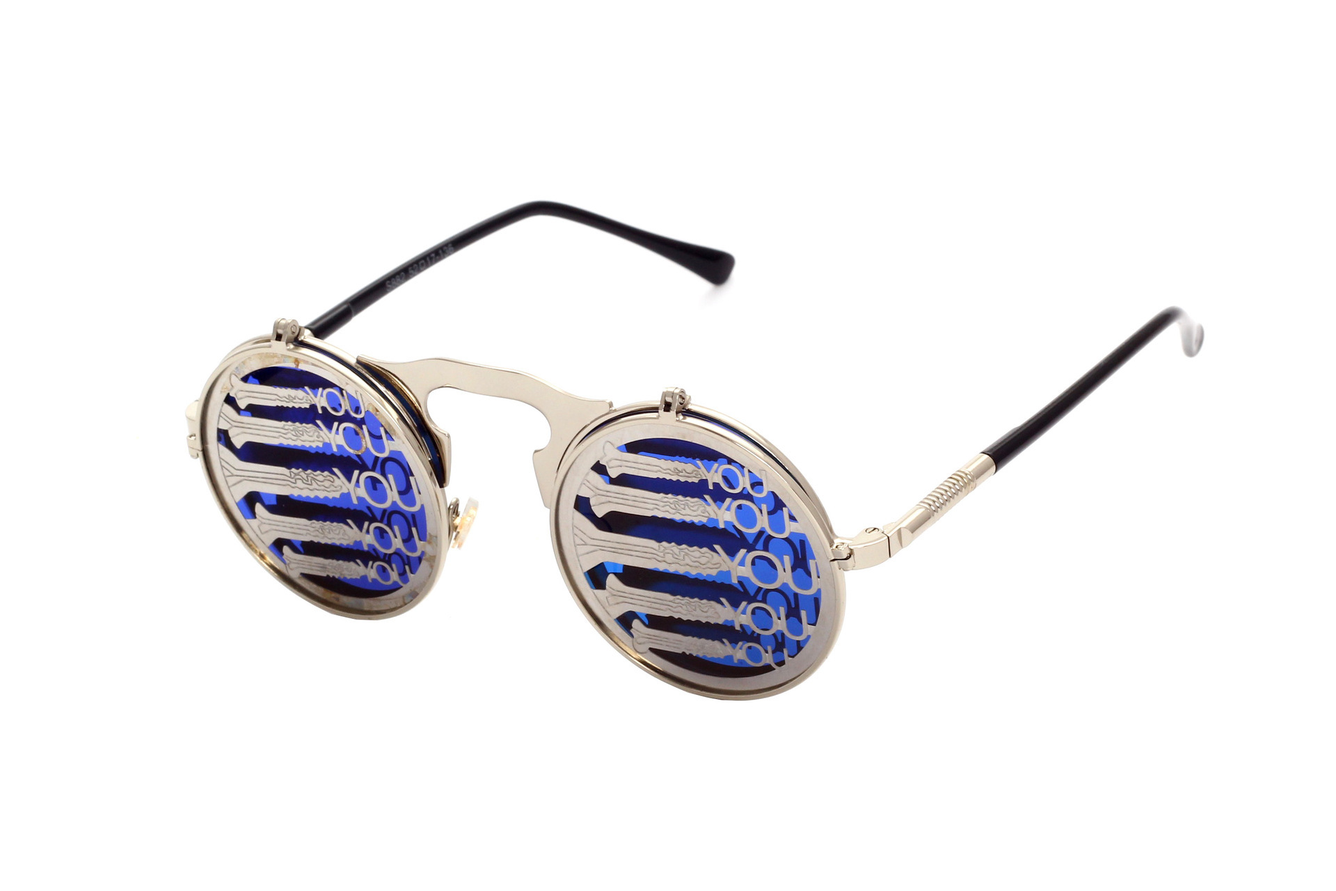 Men's Gender Punk Geometric Color Block Ac UV400 Protection Round Frame Full Frame Men's Sunglasses