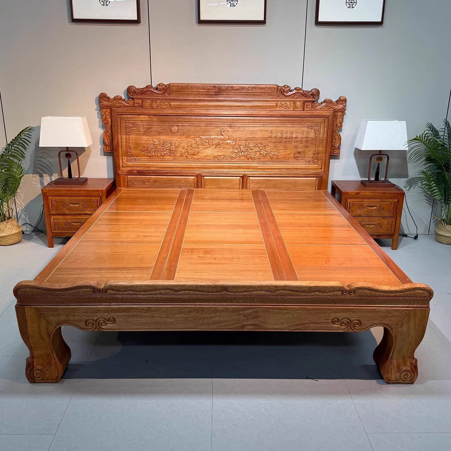 中式榫卯结构海棠木实木床1.8米主卧双人大床仿古雕花1.5米古典床