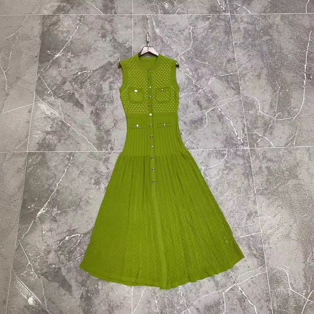 Summer elegant fashionable dress with a round collar