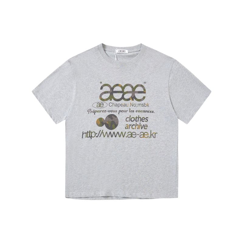 aeae韓国デザイナーカレッジスタイルクラシック水玉文字ドロップショルダールーズバージョン半袖Tシャツの正しいバージョン|undefined