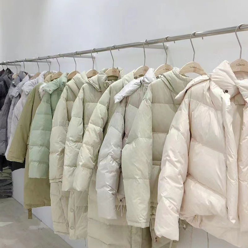 High-End Women's down Jacket from Pinghu, Light-Colored Long Coat, Premium Brand Discount Women's Clothing Wholesale Supply