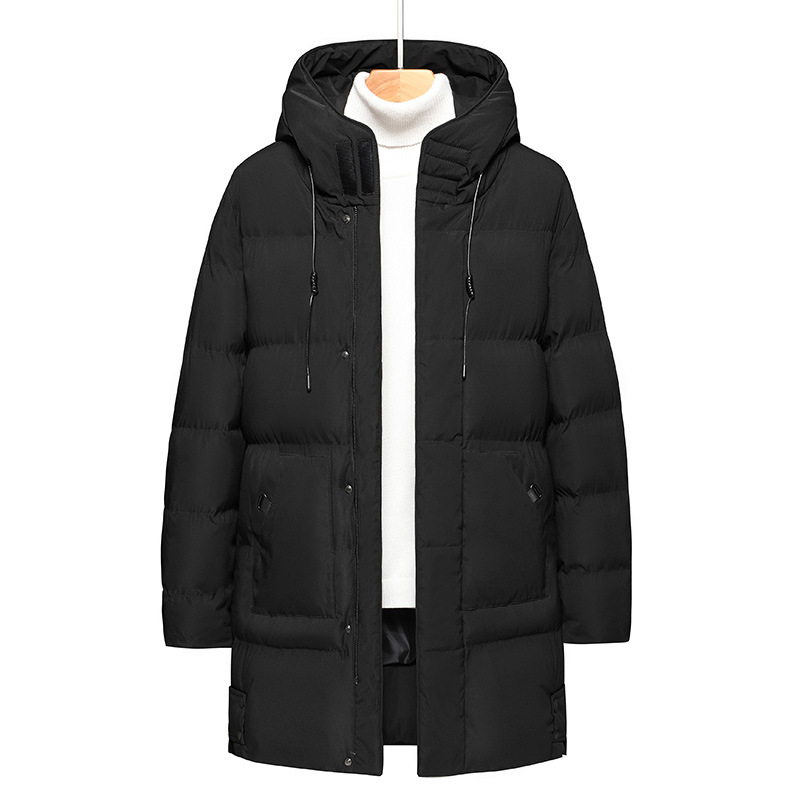 Abbigliamento maschile giacca di cotone di media lunghezza personalizzata per uomo, nuovo stile per l'inverno, giacca di cotone con cappuccio tinta unita, cappotto di cotone ispessito_voghion.com