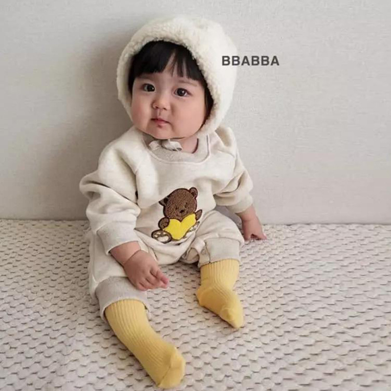 Bebé invierno algodón mameluco estilo coreano ropa para niños bebé amor Oso Polar forrado mono bebé engrosado mameluco