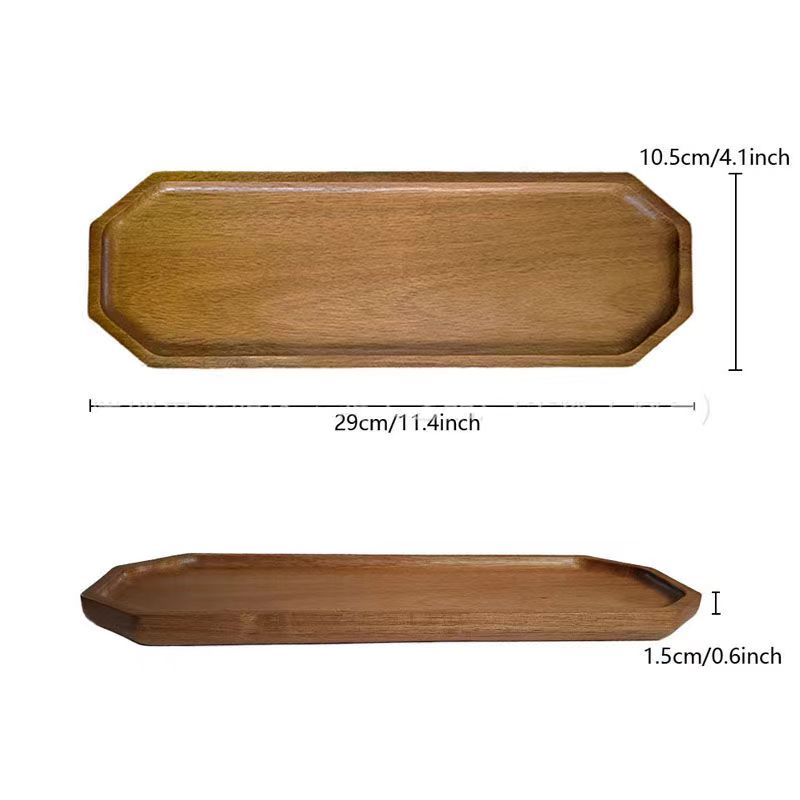bandeja de madera de árbol de ebano, bandeja de almacenamiento de aire, plato de comedor oval japonés, pastel, pan, café, té, plato de madera sólida image 29