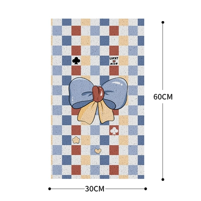 Electric vehicle foot mat: Free Cutting Waterproof Silk Loop - 30x60silk-circle-foot-pad-checkerboard-bow