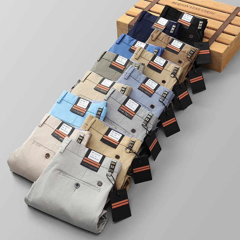 跨境裤子男秋季款新款商务宽松直筒弹力透气长裤男士欧洲站休闲裤