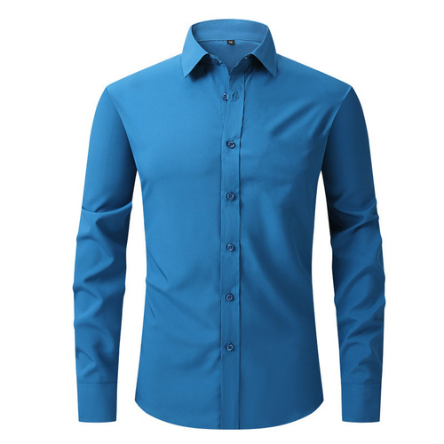 Men's Long-Sleeve Four-Way Stretch Shirt, Non-Iron Workwear Business Casual High-End White Collared Shirt, Overseas Trade Style