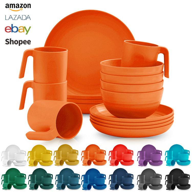 Amazon クロスボーダー プラスチック食器セット ディスク 16 アウトドア ピクニック 再利用可能なプラスチック食器|undefined
