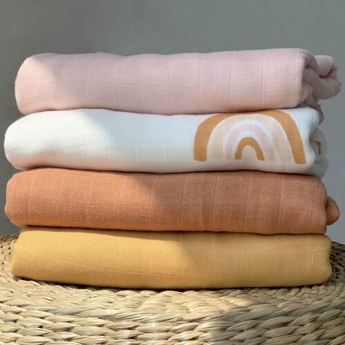 Double layer bamboo cotton gauze baby blanket solid color blanket baby newborn swaddle blanket muslin bag single summer