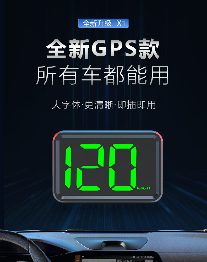 Smart Hud Head-Up Display Car-Mounted Beidou Gps Speed Display New Energy Multi-Function Instrument High-Definition Head-Up Display