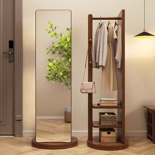 Rotating Full-body Mirror Floor Mirror Household Movable Bedroom Dressing Mirror Hanging Coat Rack Integrated Large Fitting Mirror