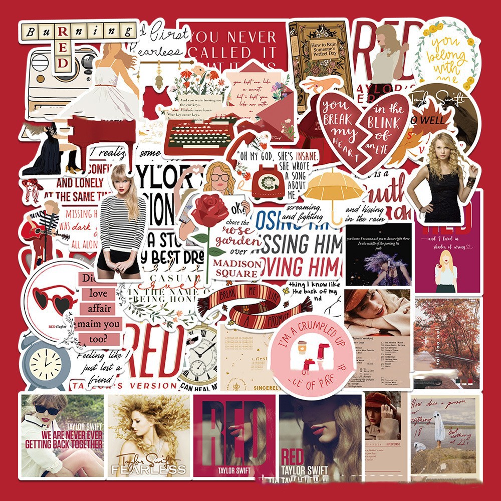 50张女明星泰勒专辑Red+Fearless贴纸笔记本电脑防水装饰DIY贴画