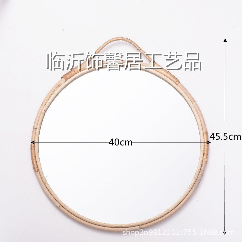 Espejo de ratán en línea celebridad cama y desayuno pasillo espejo redondo espejo decorativo hecho a mano arte tiro sala de estar colgante de pared espejo cosmético