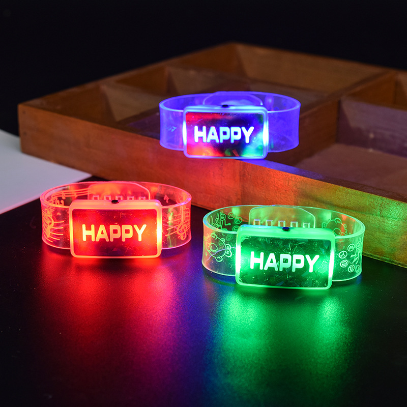 Creativo feliz pulsera luminosa flash pulsera luminoso concierto danza rendimiento accesorios reloj de juguete para niños