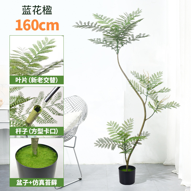 蓝花楹仿真绿植落地盆栽仿生植物摆件室内客厅沙发旁装饰盆景假树|undefined