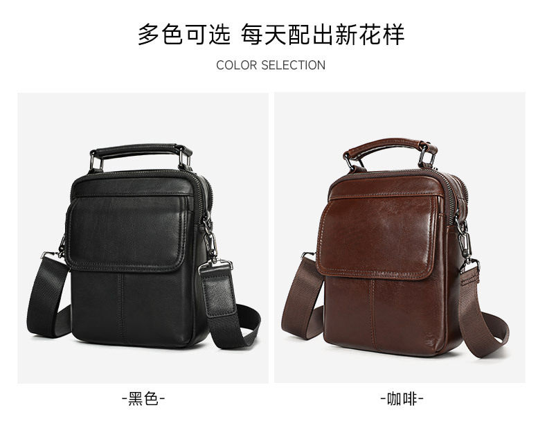 Túi đeo chéo nam da bò sáp dầu dáng đứng cao cấp, đựng vừa iPad 10 inch — màu đen, Màu cà phê chi tiết 9