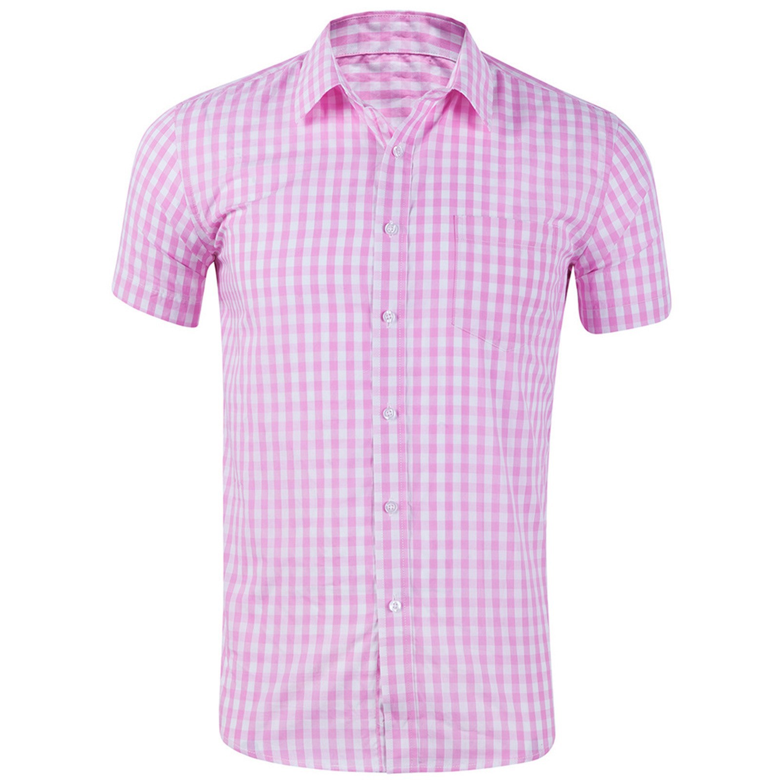 2023 Comercio exterior transfronterizo camisa de tamaño estadounidense solapa de los hombres camisa de manga corta casual pequeña camisa de manga corta a cuadros