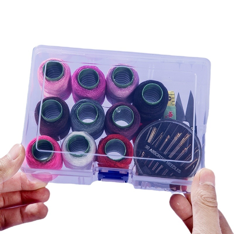 Nueva celebridad de Internet caja de costura hogar costura aguja conjunto dormitorio conveniente bolsa de costura portátil caja de costura transparente