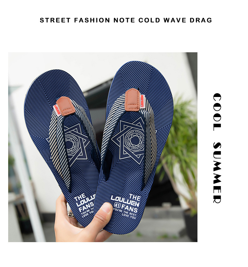 Wholesale of new beach flip-flops for men, summer anti-slip and foot-hugging casual cool flip-flops, and trendy thick-soled men's slippers undefined