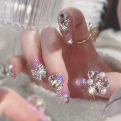 New flash diamond manicure wearable nails ins advanced pure lust style nail patch wearable nail large diamond nail art patch U2