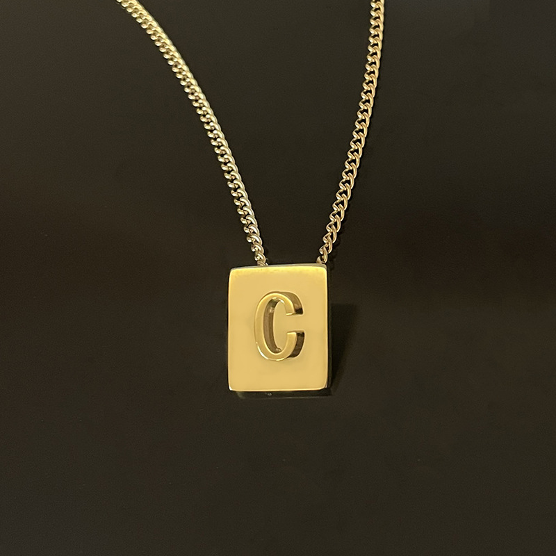 Retro Letter Stainless Steel Necklace Plating Stainless Steel Necklaces_colorza_4