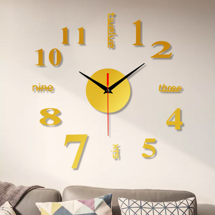 Cruz-frontera creativo acrílico Reloj de pared DIY personalizado moda 3D etiqueta de la pared Reloj de pared hogar caliente mudo reloj decorativo